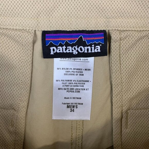 Patagonia Mens Quandary Shorts 34 Beige Nylon Stretch Zip Pocket 40-UPF Hiking - Picture 2 of 7